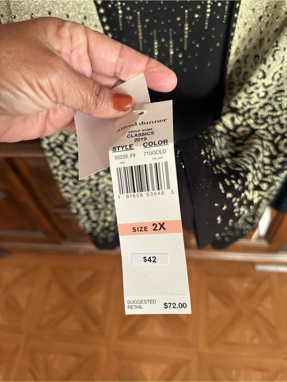 Alfred Dunner Black and Gold Ombre Leopard Open Cardigan